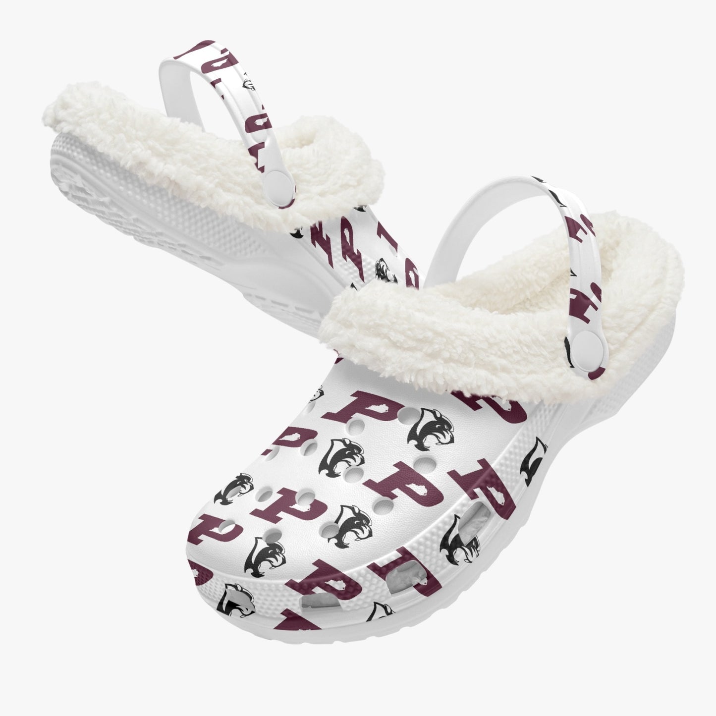 Pikeville Panthers White Patterned Lined EVA Clogs