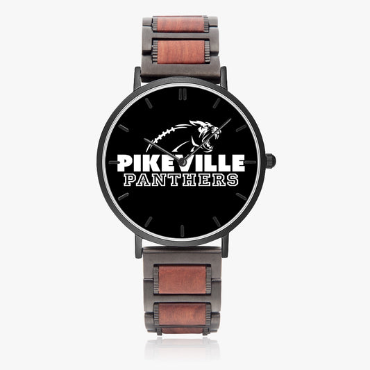 Wooden Strap Pikeville Panthers Football Quartz Watch - With Indicators