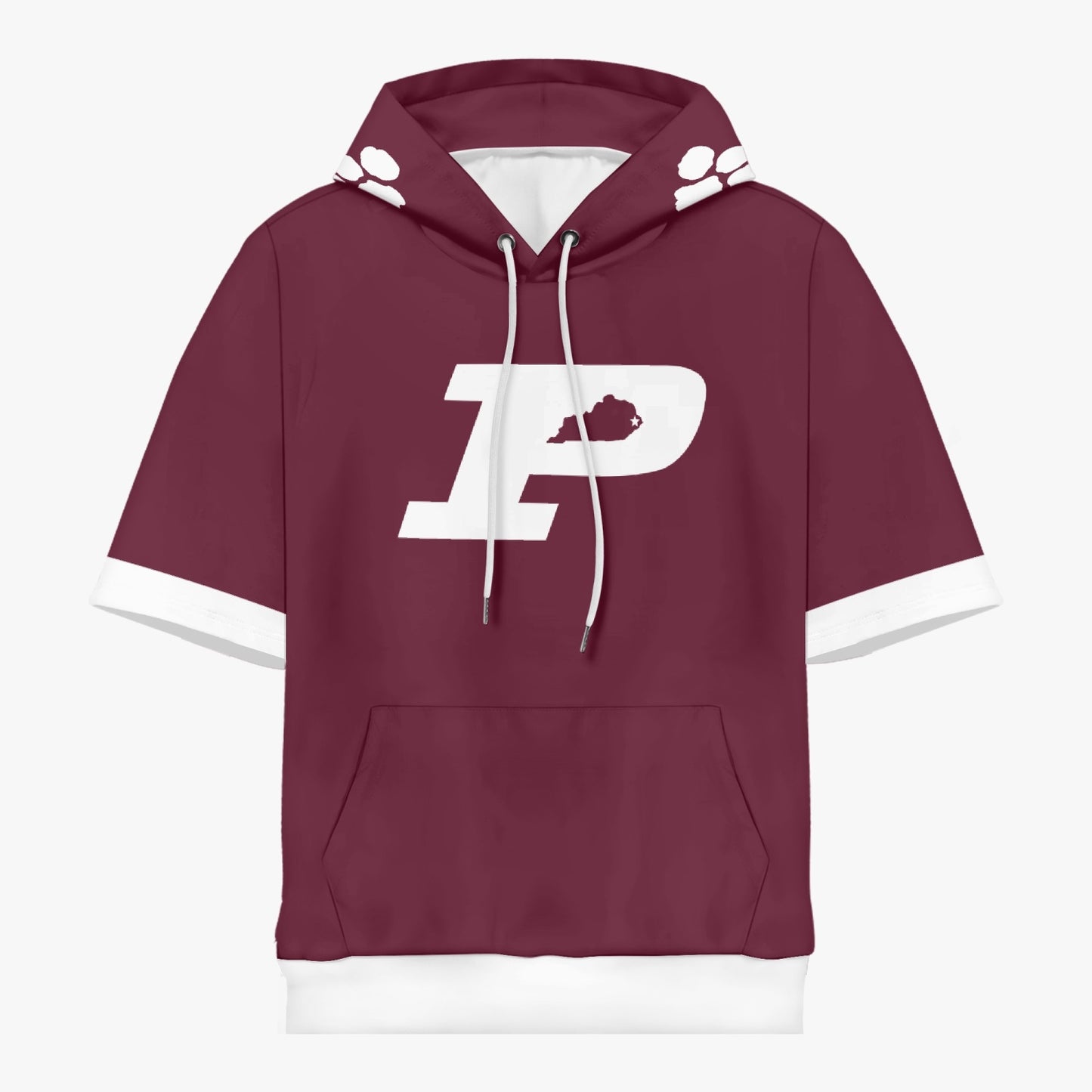 Maroon Pikeville Kentucky P Short Sleeve Panther Paw Hoodie