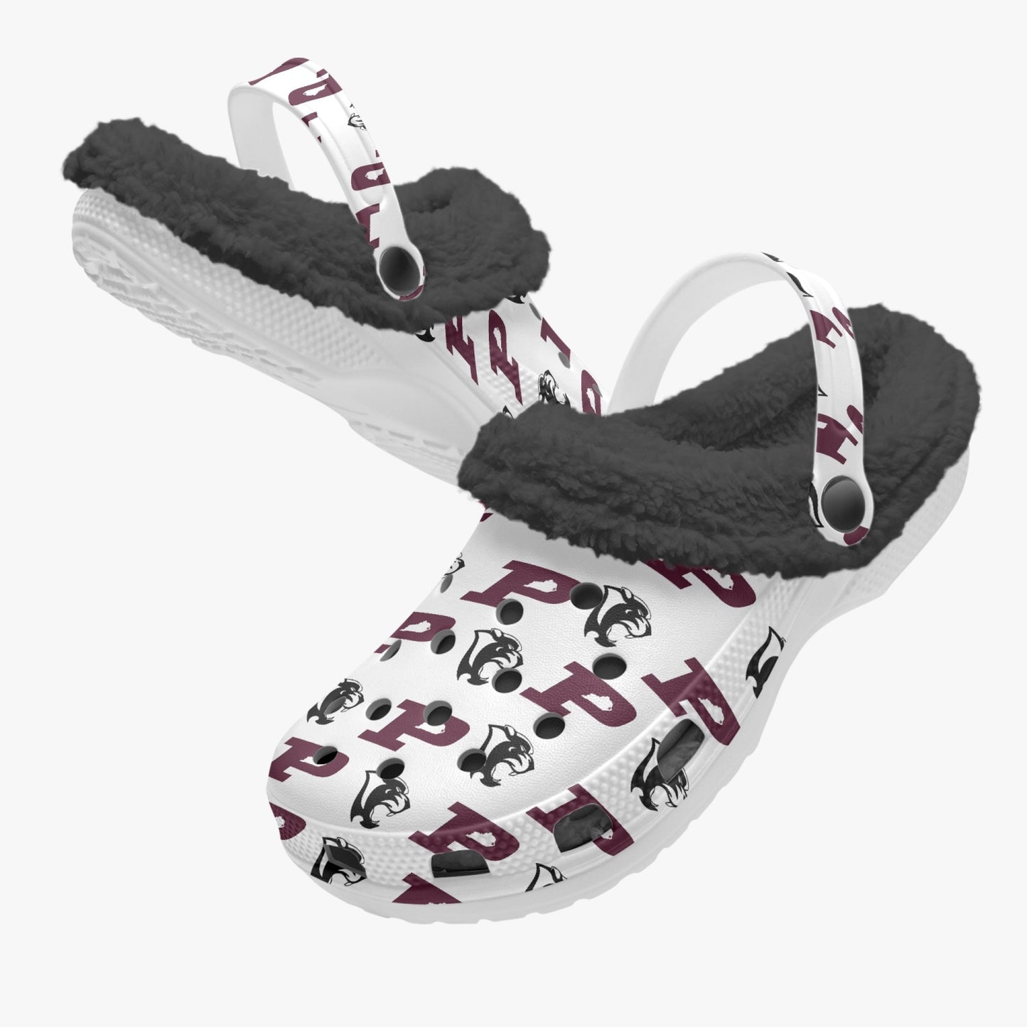 Pikeville Panthers White Patterned Lined EVA Clogs