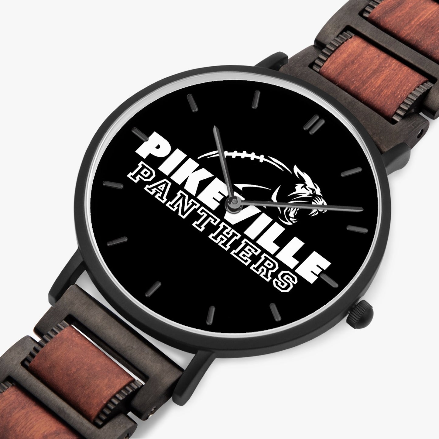 Wooden Strap Pikeville Panthers Football Quartz Watch - With Indicators