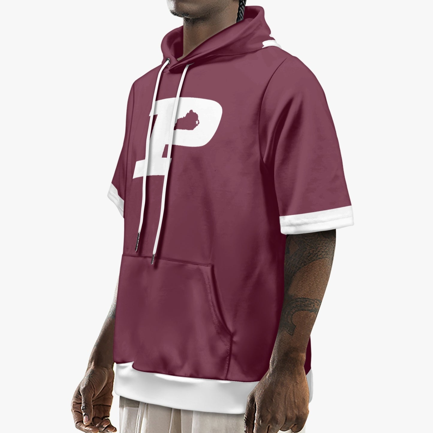 Maroon Pikeville Kentucky P Short Sleeve Panther Paw Hoodie